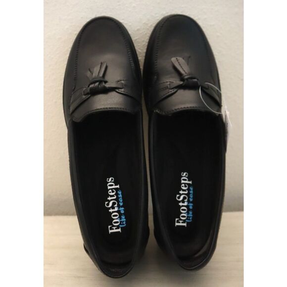 FootSteps FS3430 Women's Sz 12M Black PU Leather Liberty Slip-On Dress Shoes SIB - Picture 2 of 11